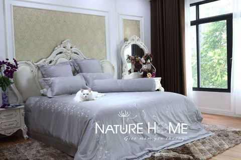 Bộ chăn ga gối Nature Home Nguyệt Quế Ghi