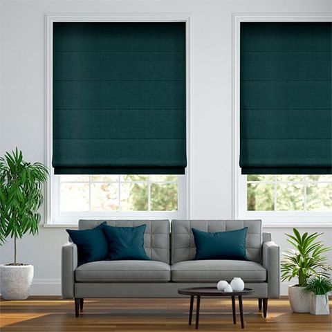 Rèm roman hiện đại màu plush velvet teal