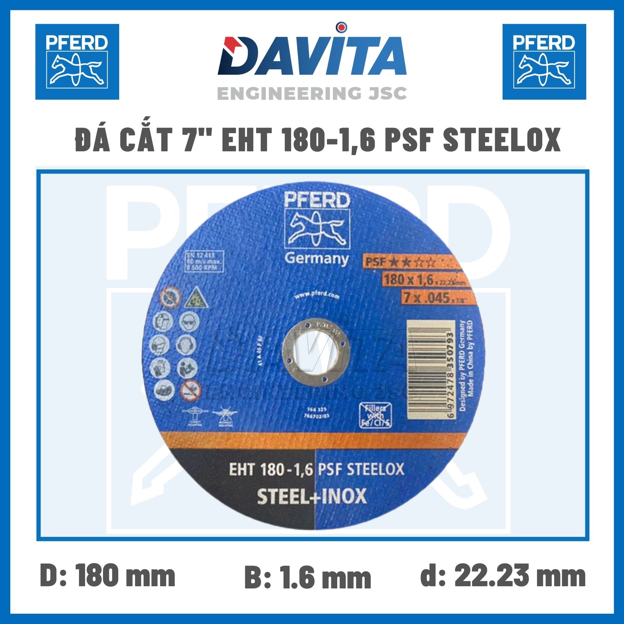 Đá cắt 7 inch EHT 180-1,6 PSF STEELOX