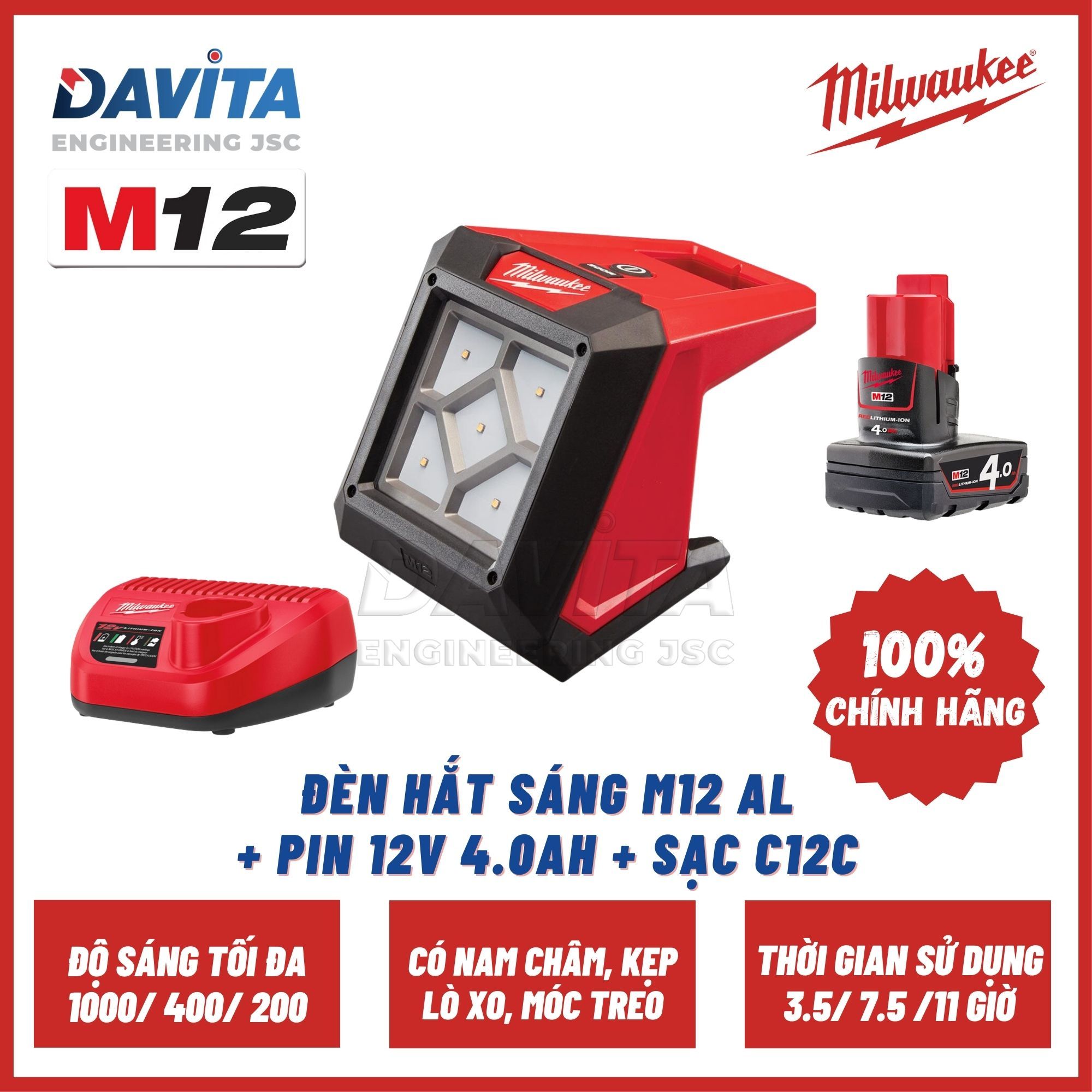 ĐÈN HẮT SÁNG M12 AL