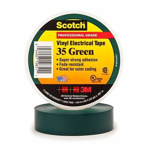 Băng keo điện 3M SCOTCH 35 size 19mm x 20m, màu xanh lá