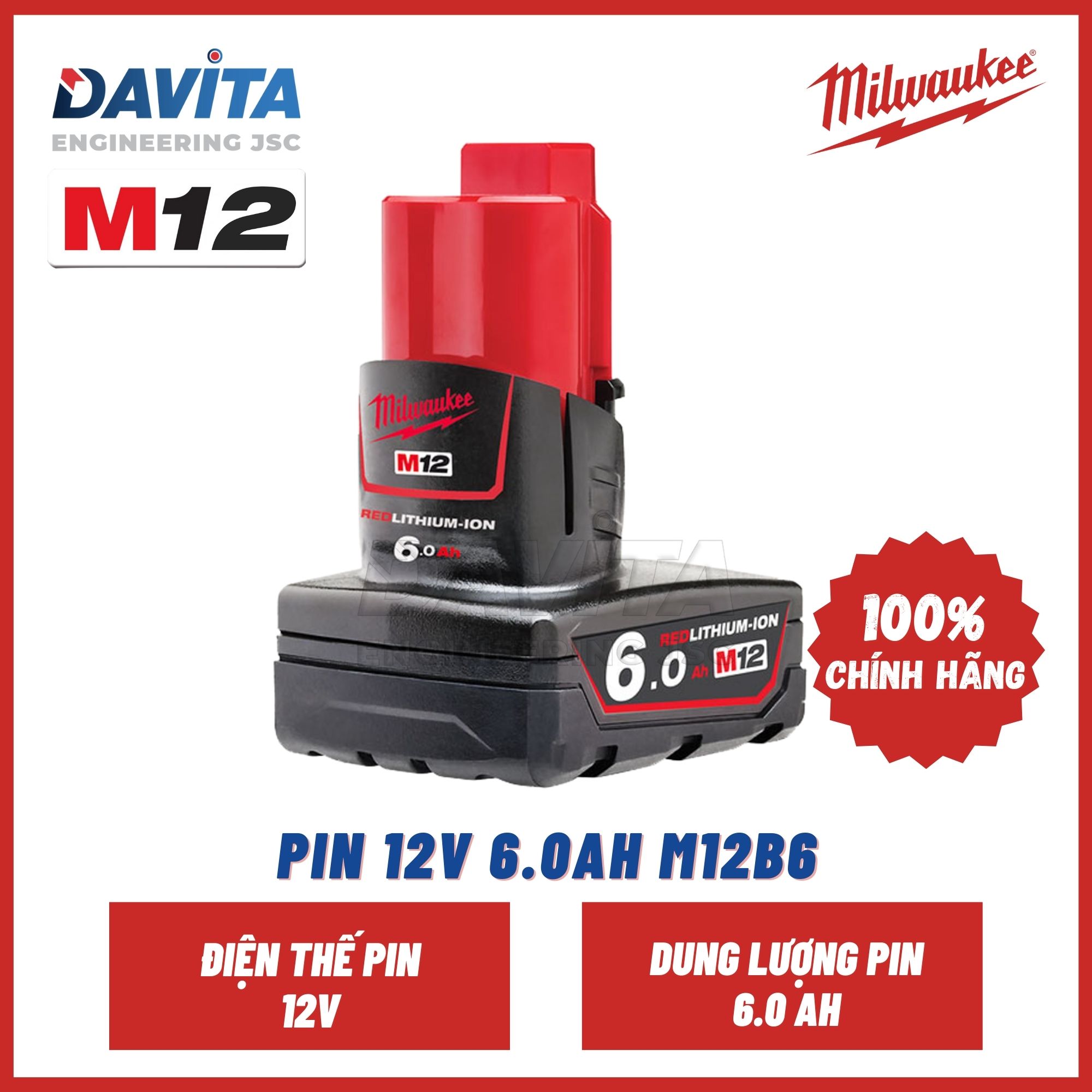 Pin 12V/6.0Ah - M12B6 - Milwaukee