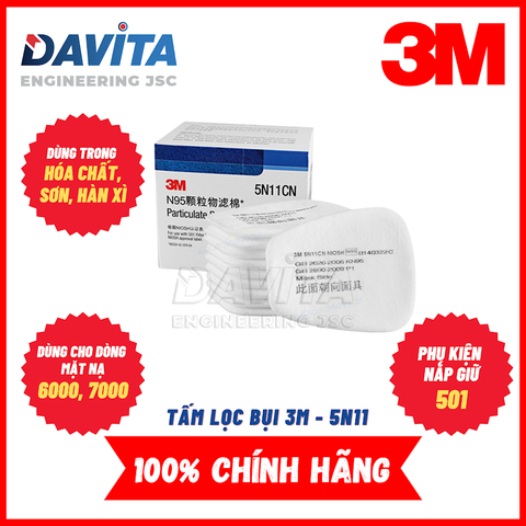 Hộp 10 tấm lọc bụi 5N11 3M, hàng chính hãng