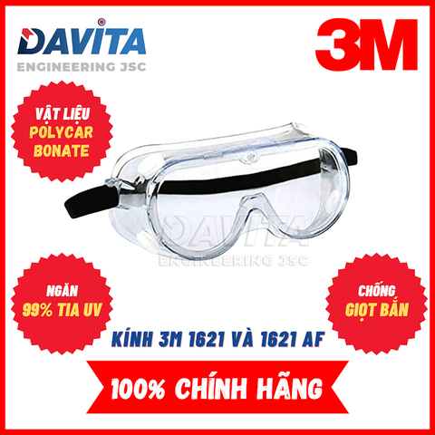 Kính 3M 1621 và 1621 AF, chống đọng sương, chống bụi, chống văng bắn