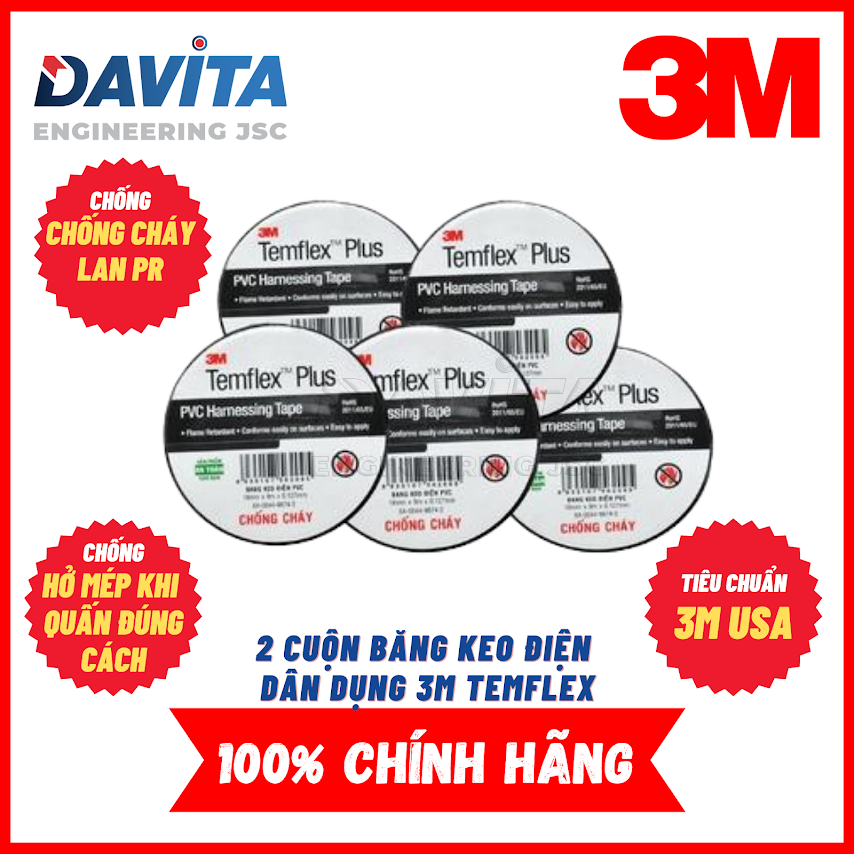 2 Cuộn Băng keo điện dân dụng 3M Temflex