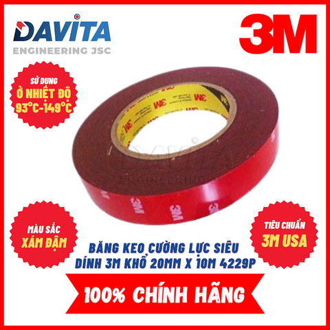 Băng Keo Cường Lực Siêu Dính 3M Khổ 20mm X 10m 4229P