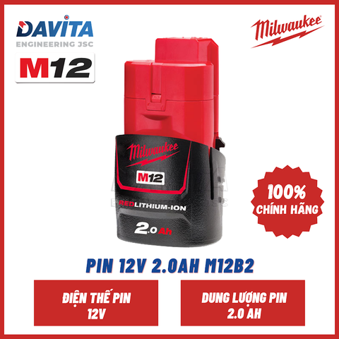 Pin 12V/2.0Ah - M12B2 - Milwaukee