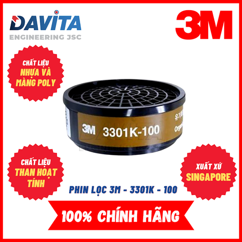 Phin Lọc 3301K-100 3M dùng cho mặt nạ 1 phin lọc 3M, chưa bao gồm mặt nạ