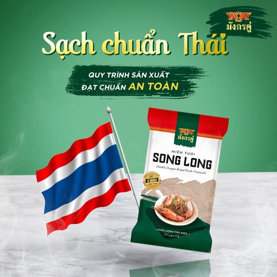 Miến đậu xanh Double Dragon Thai Wah đỏ gói 200g 