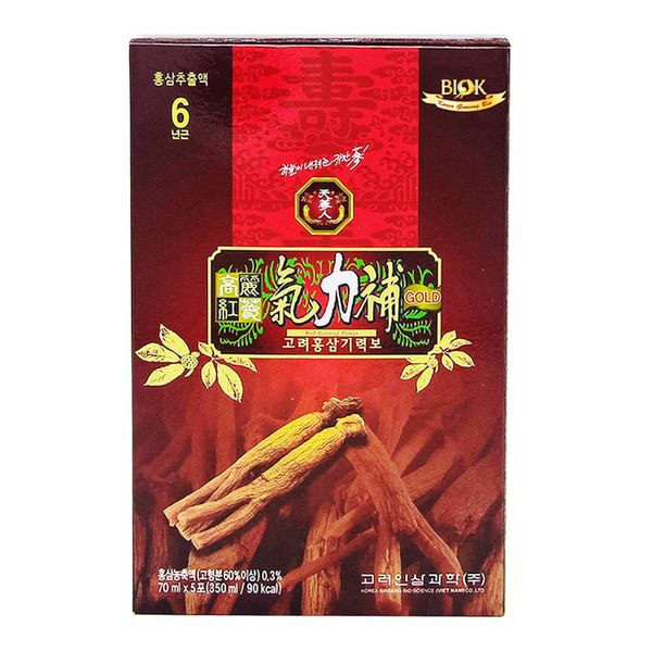  Nước hồng sâm 6 năm Biok Hàn Quốc hộp 5 gói x 70 ml 