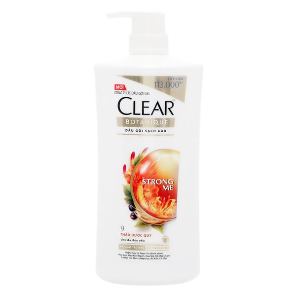  Dầu gội Clear Botanique 9 thảo dược quý cho da đầu yếu sạch gàu nhờn ngứa chai 900g 