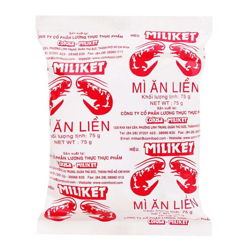  Mì gói Miliket 2 tôm giấy trắng thùng 100 gói x 75g 