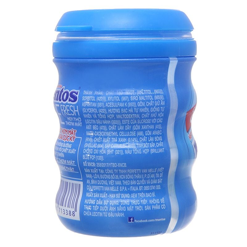  Kẹo singum không đường Mentos Pure Fresh vị bạc hà và trà xanh 61.25g 