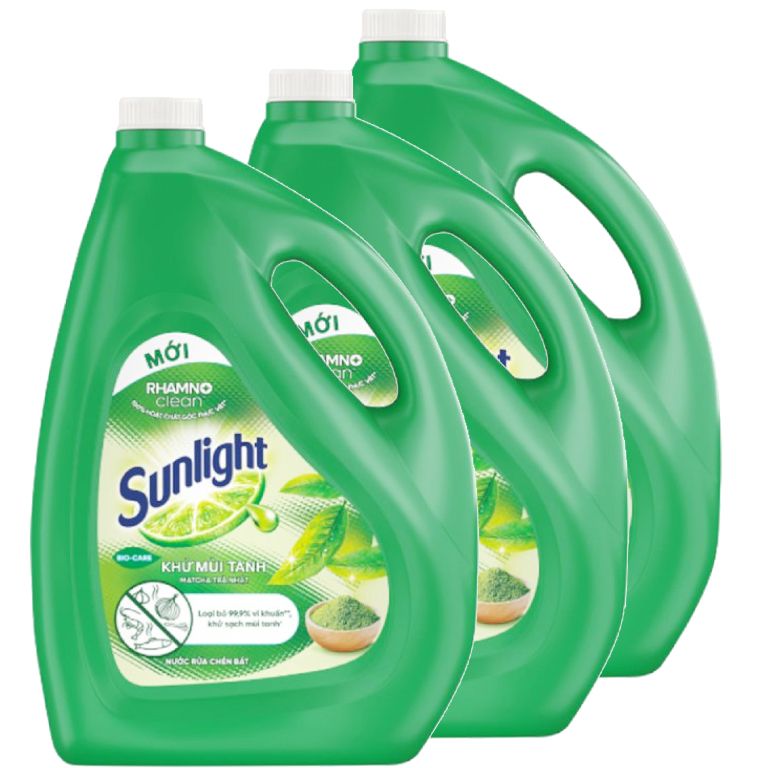  Nước rửa chén Sunlight Extra trà xanh Matcha Nhật Bản thùng 3 can x 3,5 kg 