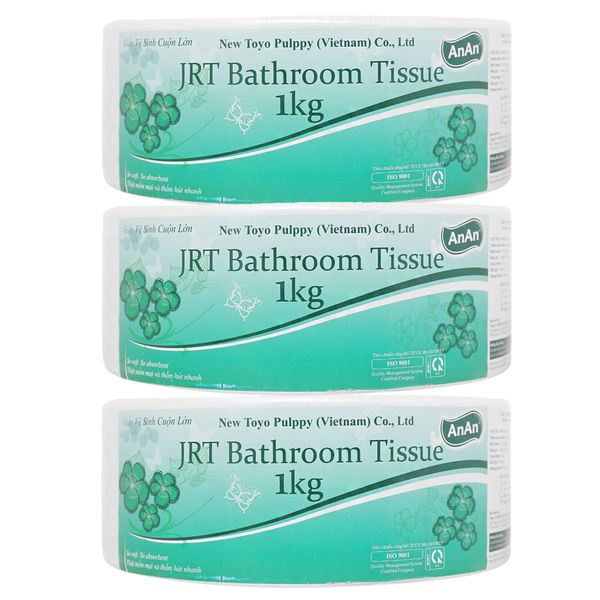  Giấy vệ sinh cuộn lớn An An JRT Bathroom 10cm x 12cm 2 lớp bộ 3 cuộn x 1kg 