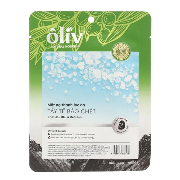  Mặt nạ chứa dầu ôliu và muối biển Ôliv thanh lọc da tẩy tế bào chết gói 20g 