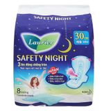  Băng vệ sinh ban đêm Laurier Safety Night siêu an toàn 30cm gói 8 miếng 