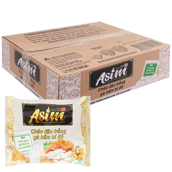  Cháo dinh dưỡng ASIM Gấu Đỏ vị đậu trắng gà hầm bí đỏ thùng 30 gói x 74g 