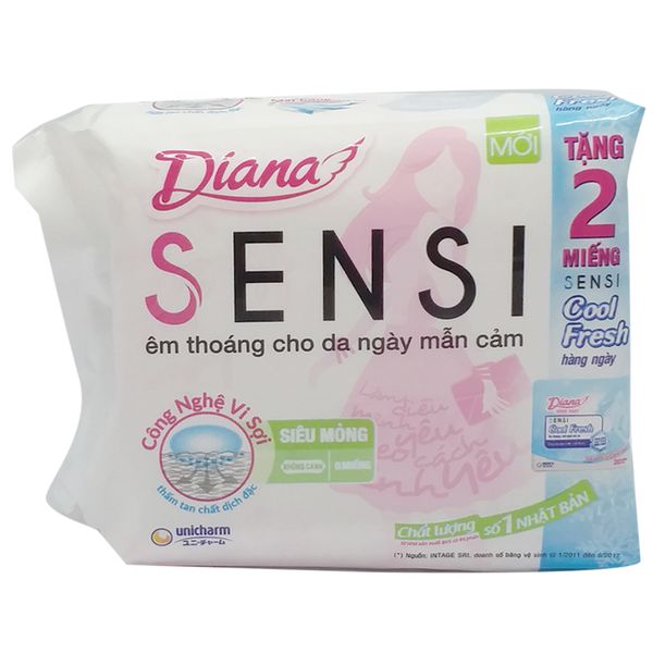  Băng vệ sinh Diana Sensi siêu mỏng không cánh 8 miếng 