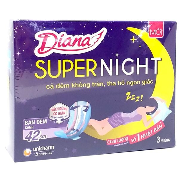  Băng vệ sinh Diana Super Night 42 cm có cánh gói 3 miếng 