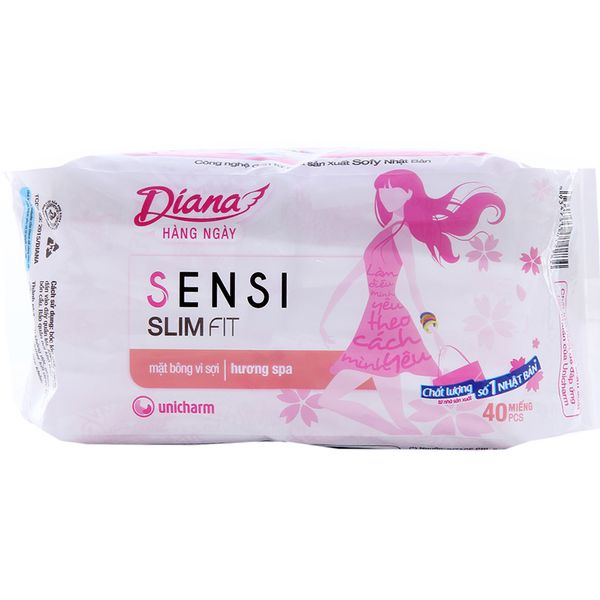  Băng vệ sinh hàng ngày Diana Sensi mỏng vừa vặn gói 40 miếng 