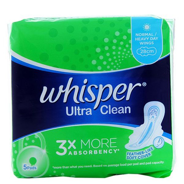  Băng vệ sinh ngày nhiều Whisper Ultra Clean siêu thấm có cánh 5 miếng 