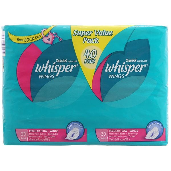  Băng vệ sinh Whisper Wings siêu thấm có cánh 40 miếng 