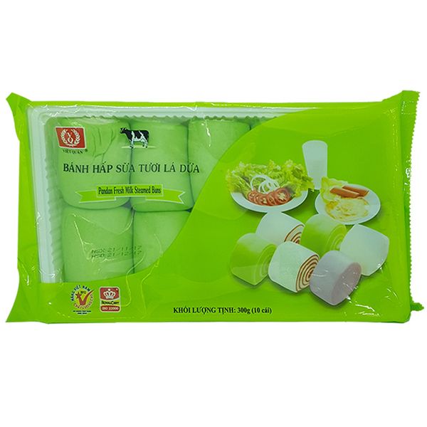  Bánh hấp sữa tươi lá dứa Việt Quán gói 10 cái x 30g 