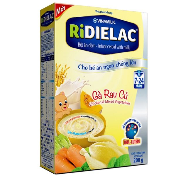  Bột ăn dặm Ridielac gà rau củ cho trẻ từ 7 đến 24 tháng hộp 200 g 