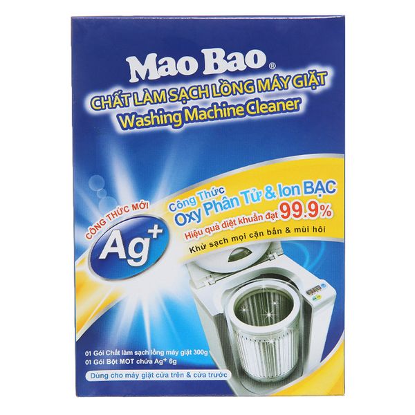  Bột vệ sinh lồng máy giặt Mao Bao oxy phân tử & ag+ chai 300g 