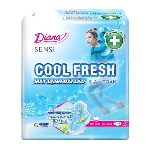  Băng vệ sinh Diana Sensi Cool Fresh siêu mỏng cánh gói 8 miếng 