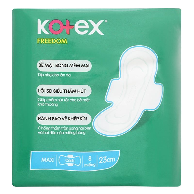  Băng vệ sinh Kotex Freedom có cánh lốc 8 gói x 8 miếng 