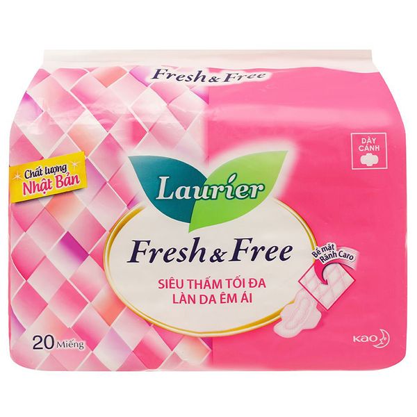  Băng vệ sinh Laurier Fresh and Free siêu thấm cánh gói 20 miếng 