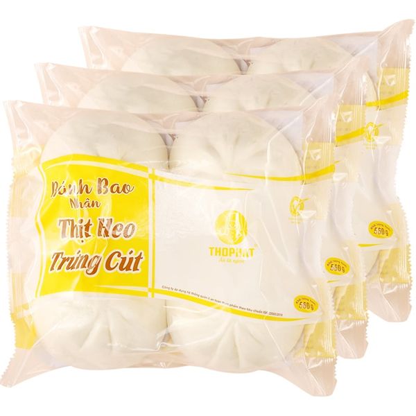  Bánh bao thịt 1 trứng cút Thọ Phát bộ 3 gói x 4 cái x 120g 