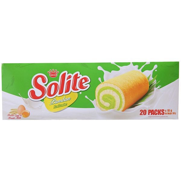  Bánh bông lan cuộn kem Solite vị lá dứa 20 cái hộp 360g 
