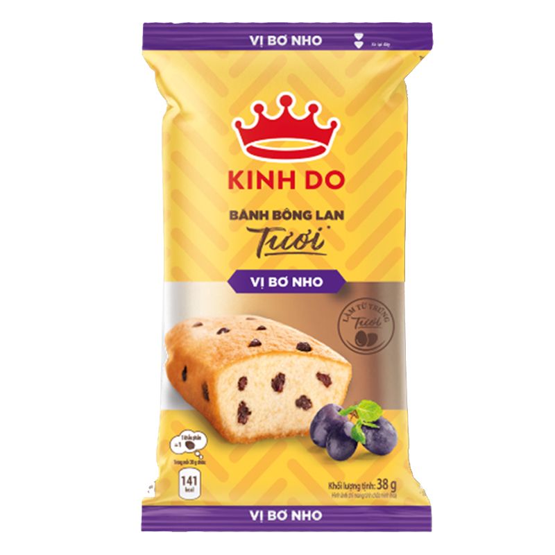  Bánh bông lan Kinh Đô nhân bơ nho bộ 3 gói x 38 g 