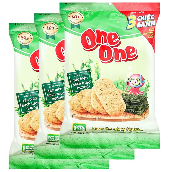  Bánh gạo One One vị tảo biển bạch tuộc nướng bộ 3 gói x 104g 