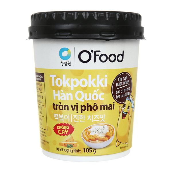  Bánh gạo Tokpokki tròn Hàn Quốc O'food vị phô mai ly 105g 