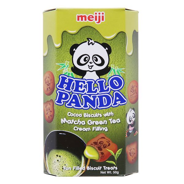  Bánh gấu Meiji Hello Panda nhân kem trà xanh hộp 50g 