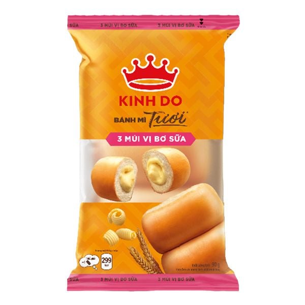  Bánh mì tươi Kinh Đô nhân bơ sữa gói 90 g 