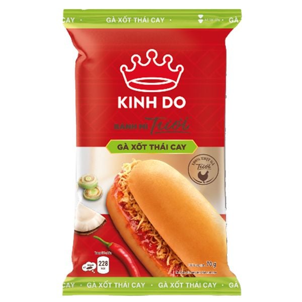  Bánh mì tươi Kinh Đô nhân gà xốt Thái cay gói 70 g 