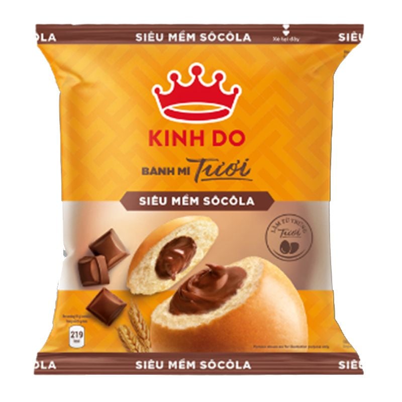  Bánh mì tươi Kinh Đô nhân socola bộ 3 gói x 55 g 