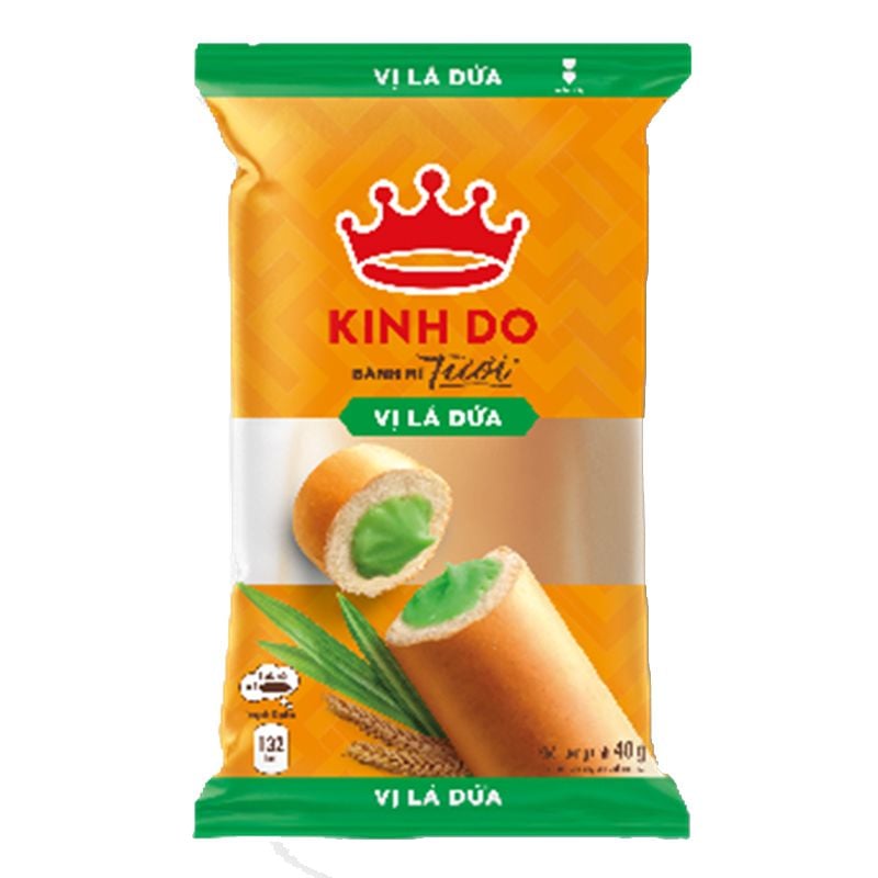  Bánh mì tươi Kinh Đô nhân vị lá dứa bộ 3 gói x 40 g 