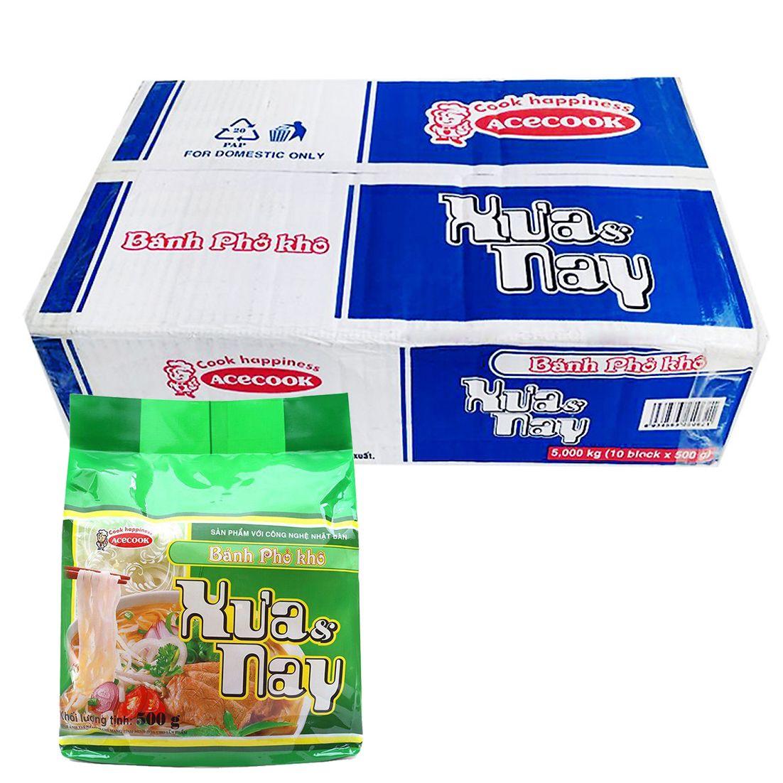  Bánh phở khô Xưa Và Nay Acecook thùng 10 gói x 500g 