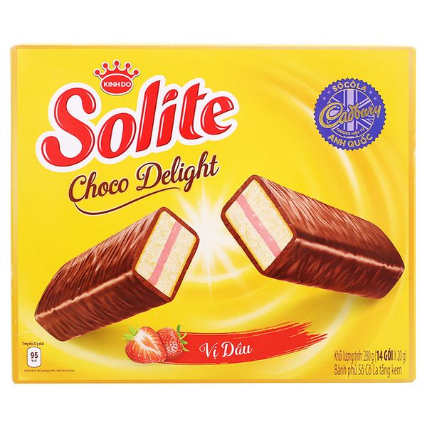  Bánh phủ socola Solite vị dâu 12 gói hộp 280g 