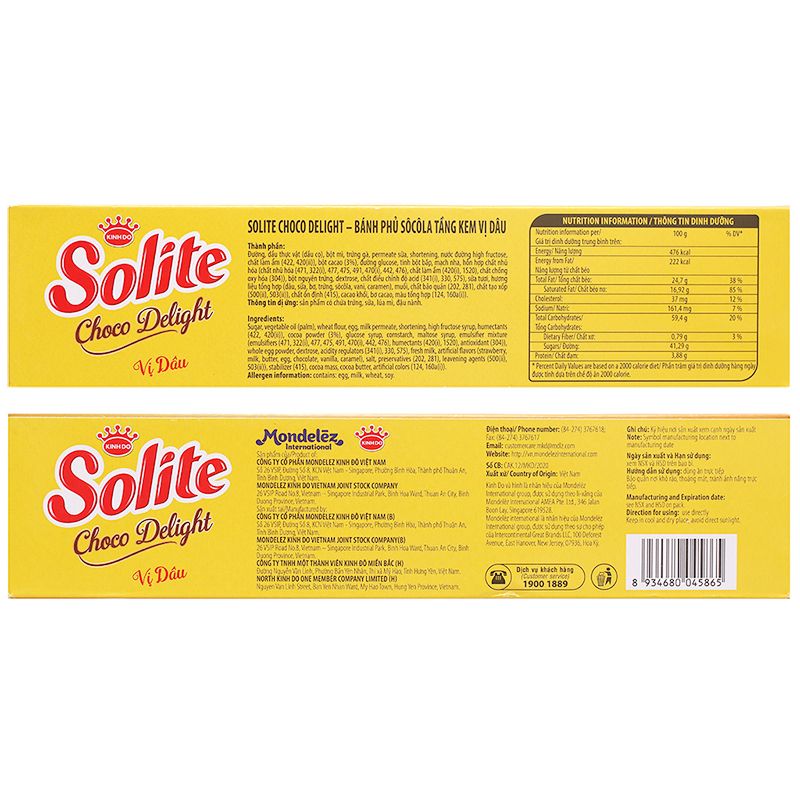  Bánh phủ socola Solite vị dâu 6 gói hộp 120g 