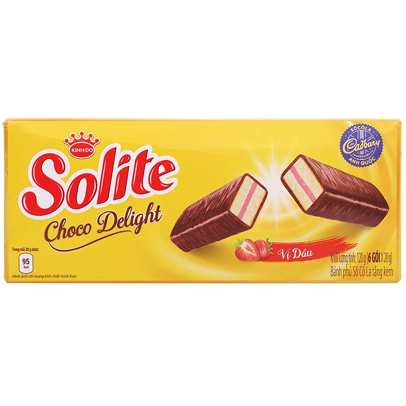  Bánh phủ socola Solite vị dâu 6 gói hộp 120g 