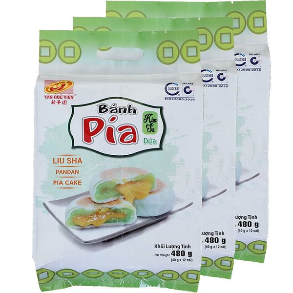  Bánh pía kim sa Tân Huê Viên vị dừa 40g x 12 cái bộ 3 gói x480g 