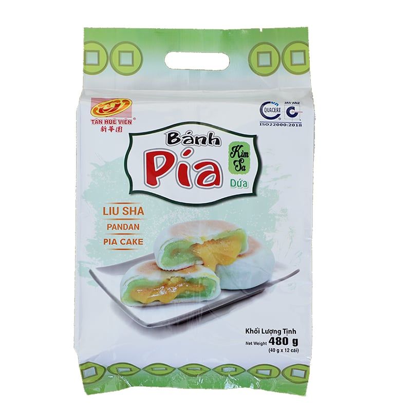  Bánh pía kim sa Tân Huê Viên vị dừa 40g x 12 cái bộ 3 gói x480g 