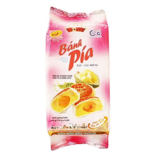  Bánh Pía Tân Huê Viên sâu riêng đậu xanh 135g x 4 cái gói 540 g 